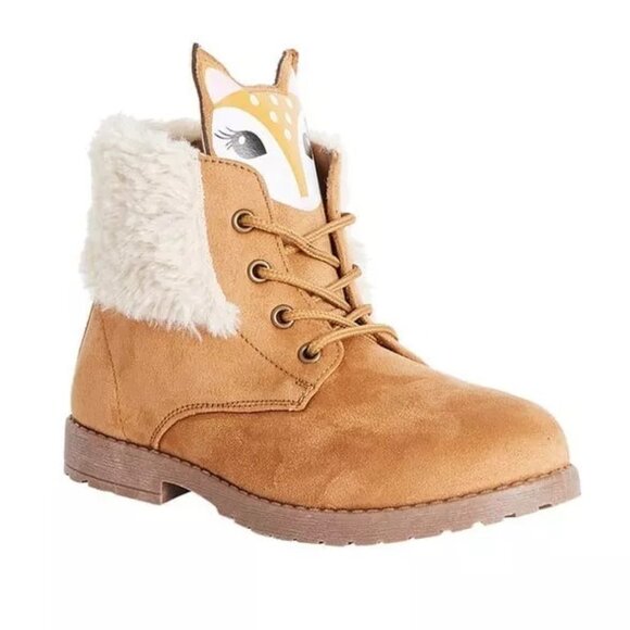 Fabkids Fur Lined Deer Face Boots Little Girls Size 13 NEW - Picture 2 of 12